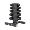 5-25 LB Rubber Hex Dumbbell Set with Vertical Storage Rack (5 Pairs) C0