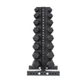 5-40 LB Rubber Hex Dumbbell Set with Vertical Storage Rack (8 Pairs) V1