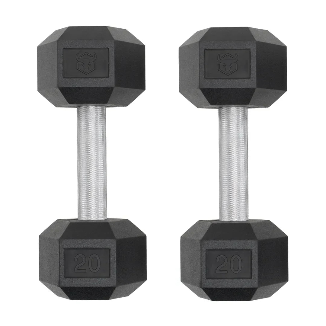 Rubber Hex Dumbbells & Sets (LB) D0