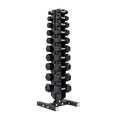 5-50 LB Rubber Hex Dumbbell Set with Vertical Storage Rack (10 Pairs) T2